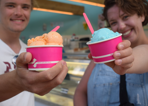 Colorful ice cream cups