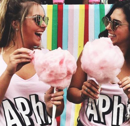 Friends enjoying cotton candy